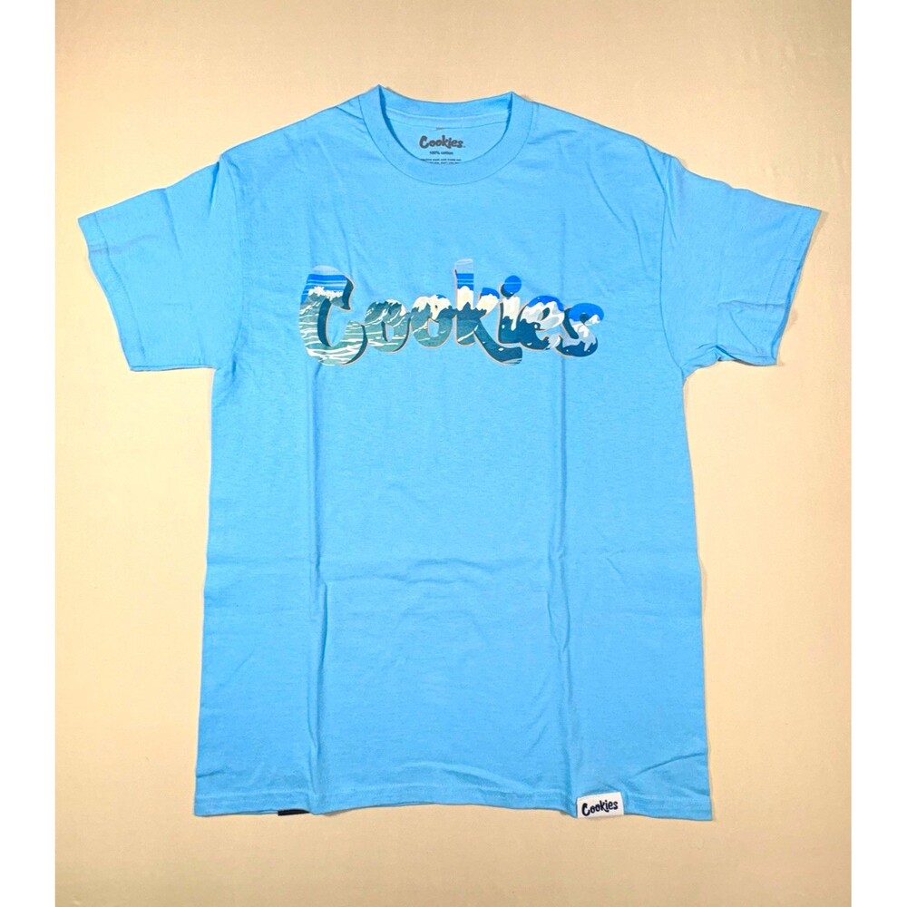 Cookies SF Men's M Light Blue T-Shirt Ocean Wave Cookies Logo Graphic Tee